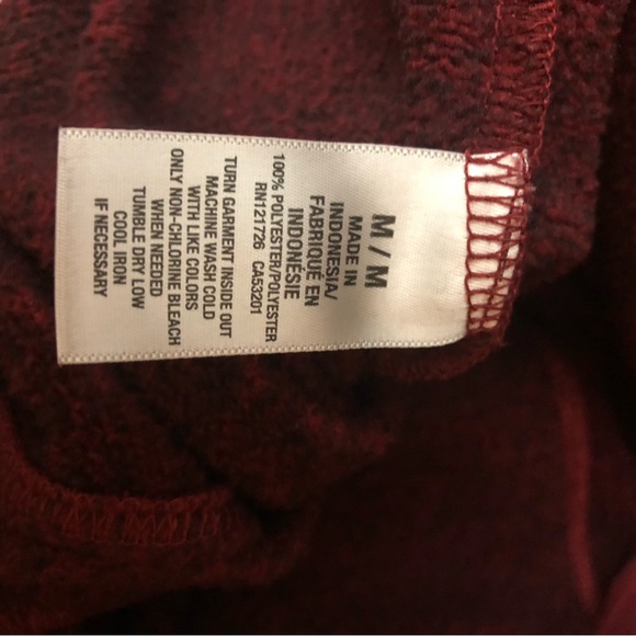 Aeropostale Men’s Heathered Fleece Joggers Sweatpants Maroon Red Black Medium - Picture 8 of 11